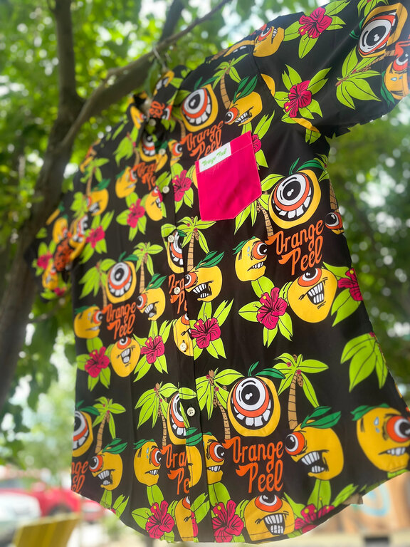 Orange Peel Pink Pocket Party Shirt by Party Shirt International