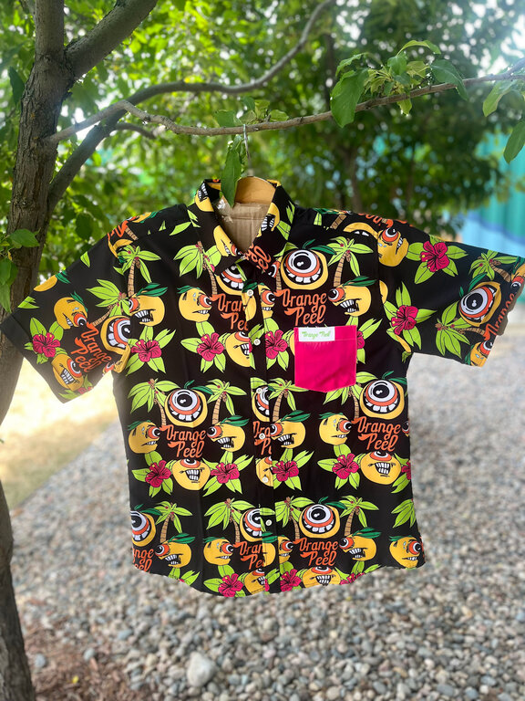 Orange Peel Pink Pocket Party Shirt by Party Shirt International