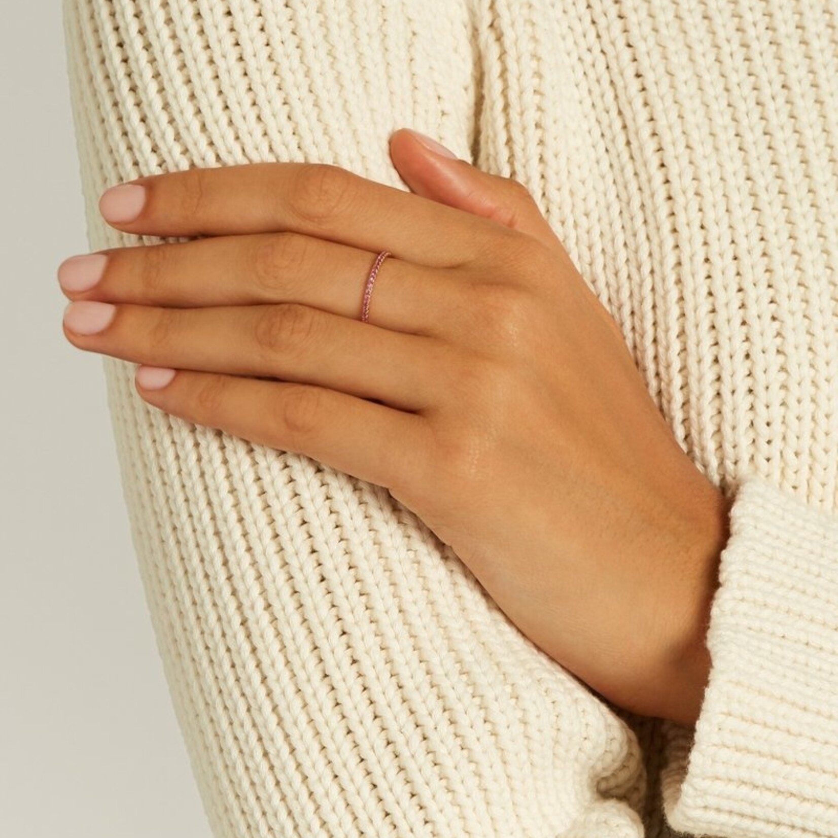 ILEANA MAKRI THREAD BAND P-PS 18K PINK GOLD RING WITH PINK SAPPHIRES