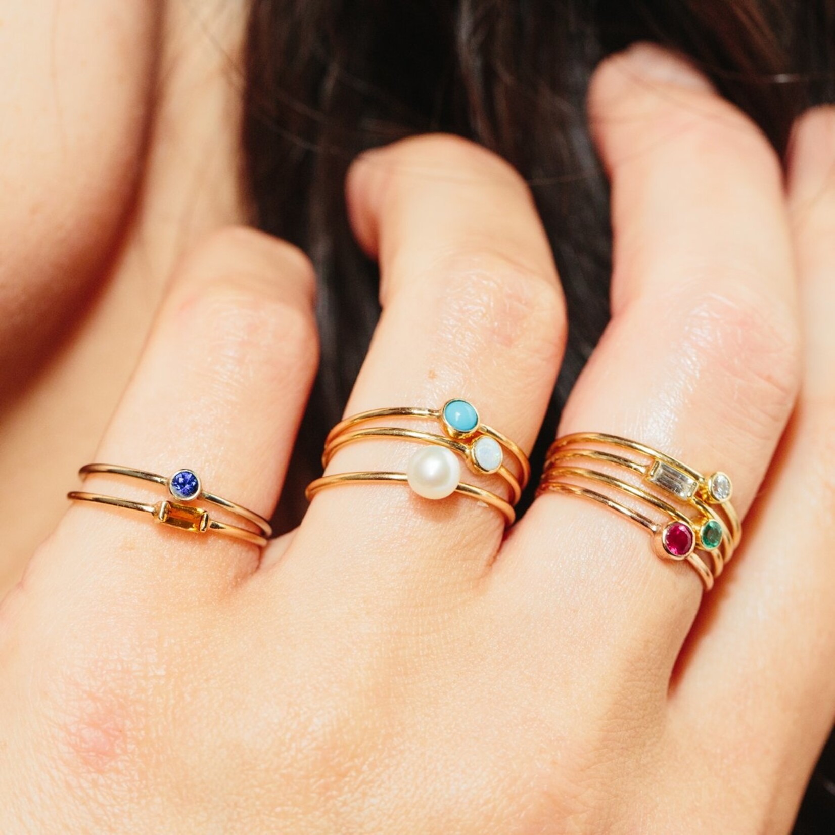 ZOE CHICCO 14K TINY BLUE SAPPHIRE BEZEL RING