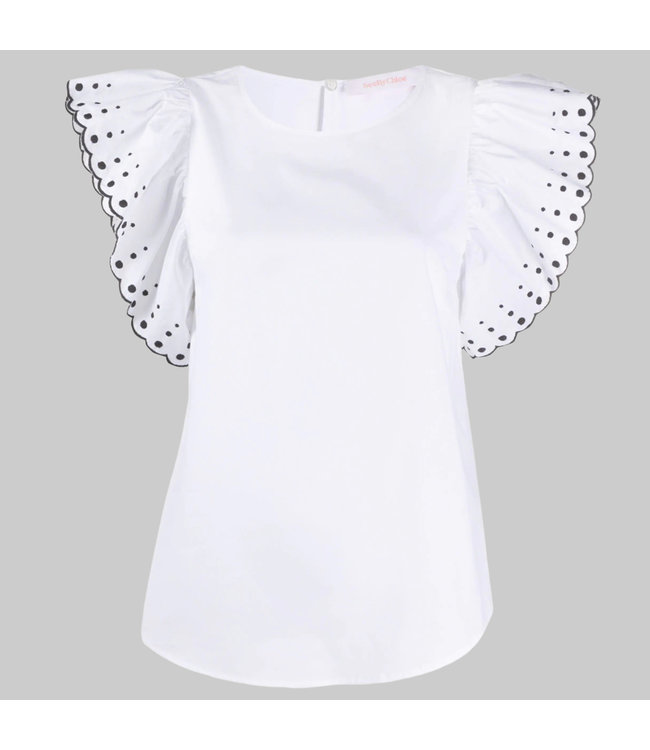 polka dot ruffle sleeve top