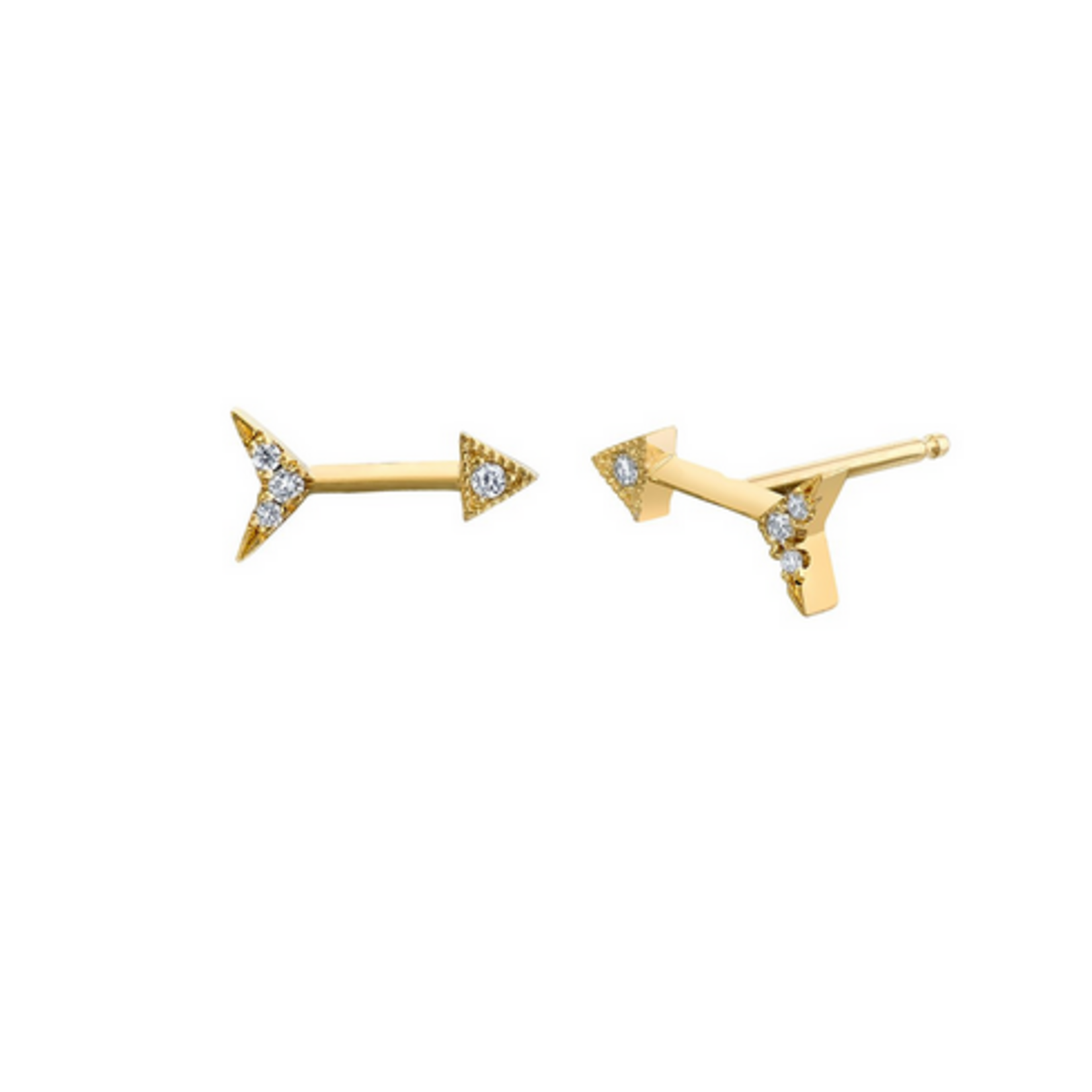 LIZZIE MANDLER MINI ARROW STUD (SINGLE) - WITH WHTIE DIAMONDS