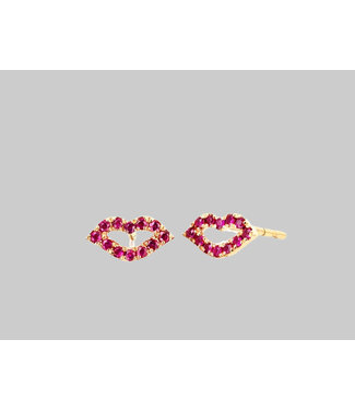 EF COLLECTION 14K RUBY KISS STUD EARRING - SINGLE