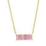 ERINESS 14K YELLOW GOLD PINK SAPPHIRE BAGUETTE STAPLE NECKLACE