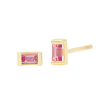 ERINESS 14K YELLOW GOLD PINK SAPPHIRE BAGUETTE STUDS