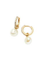 MISSOMA FINE DIAMOND & PEARL CHARM HOOP EARRINGS