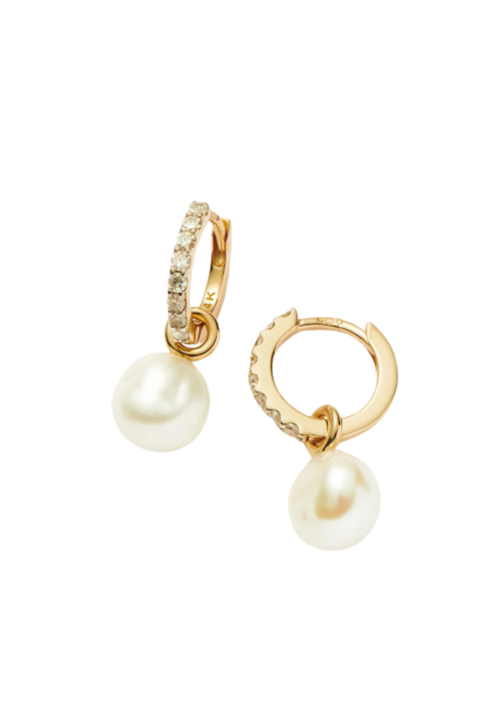 MISSOMA FINE DIAMOND & PEARL CHARM HOOP EARRINGS