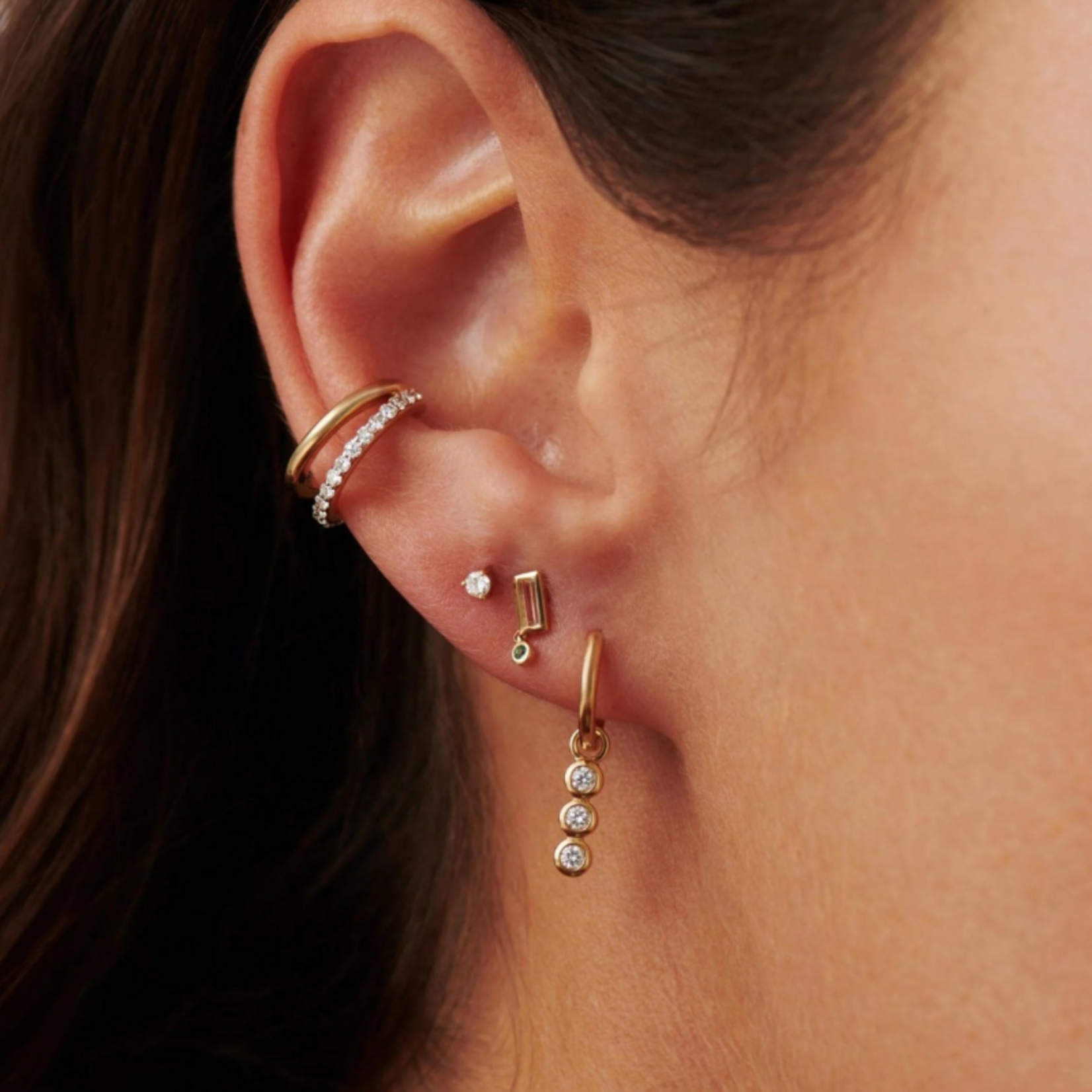 MISSOMA FINE EMERALD SINGLE DROP STUD EARRING