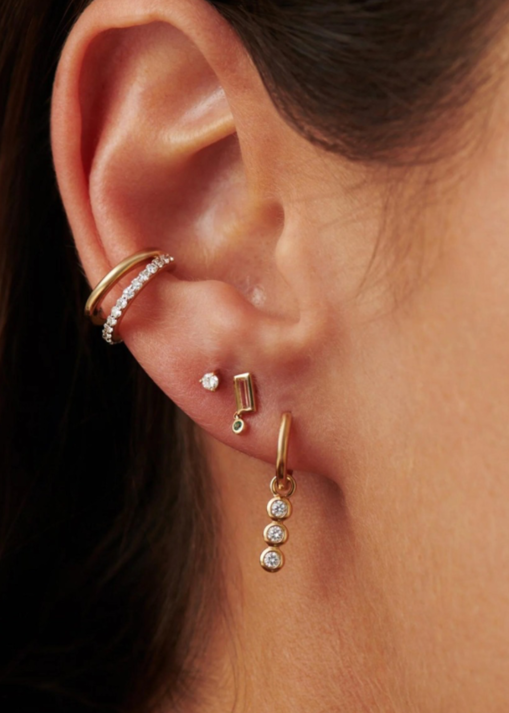 MISSOMA FINE EMERALD SINGLE DROP STUD EARRING