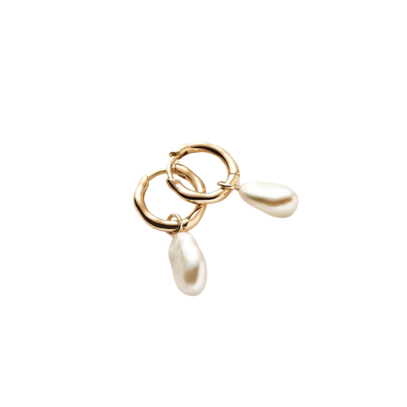 ★MISSOMA★ Fine Baroque Pearl Organic Hoop Earrings Fine Baroque Pearl Organic Hoop Earrings | 14k Solid White