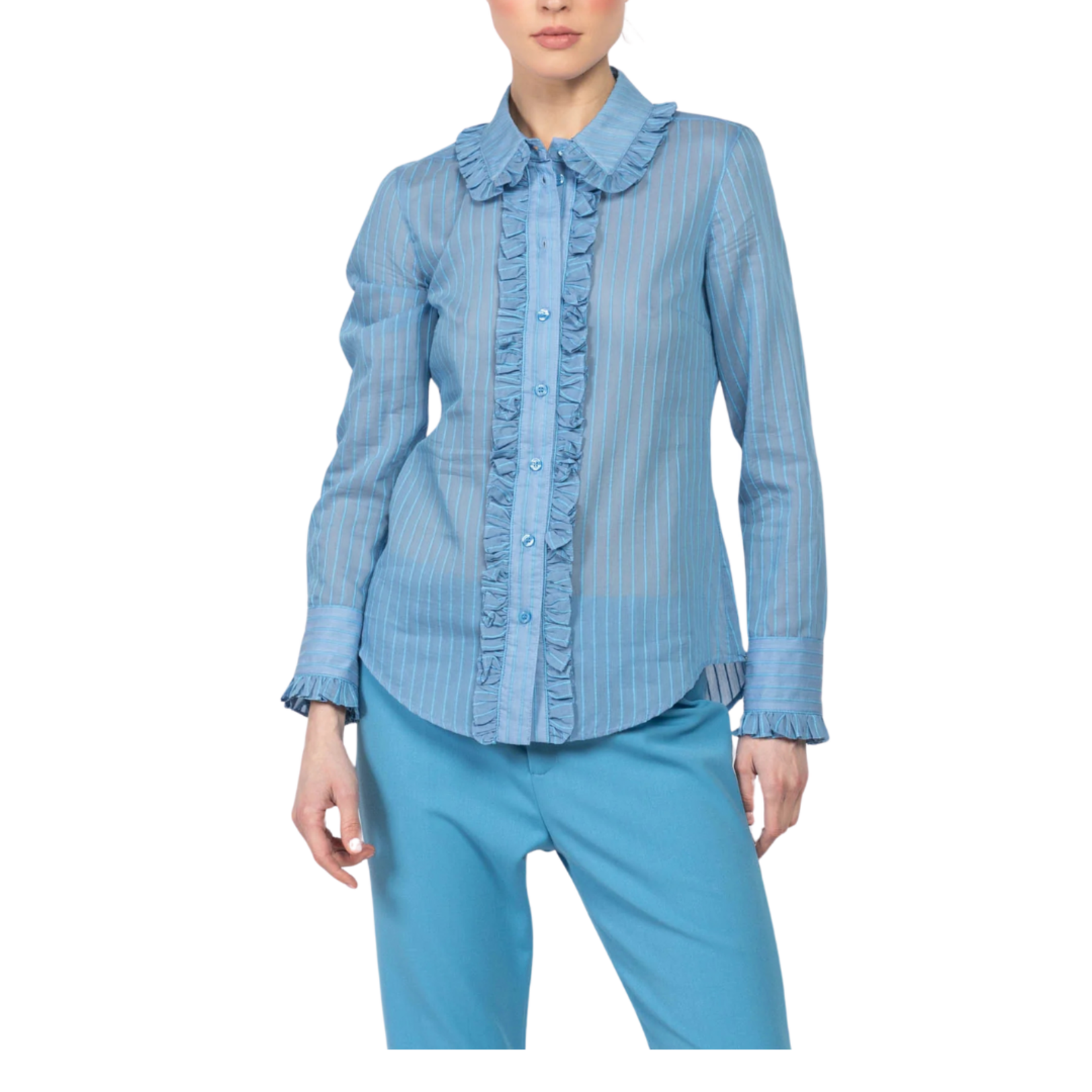 SMYTHE RUFFLE TRIM SHIRT