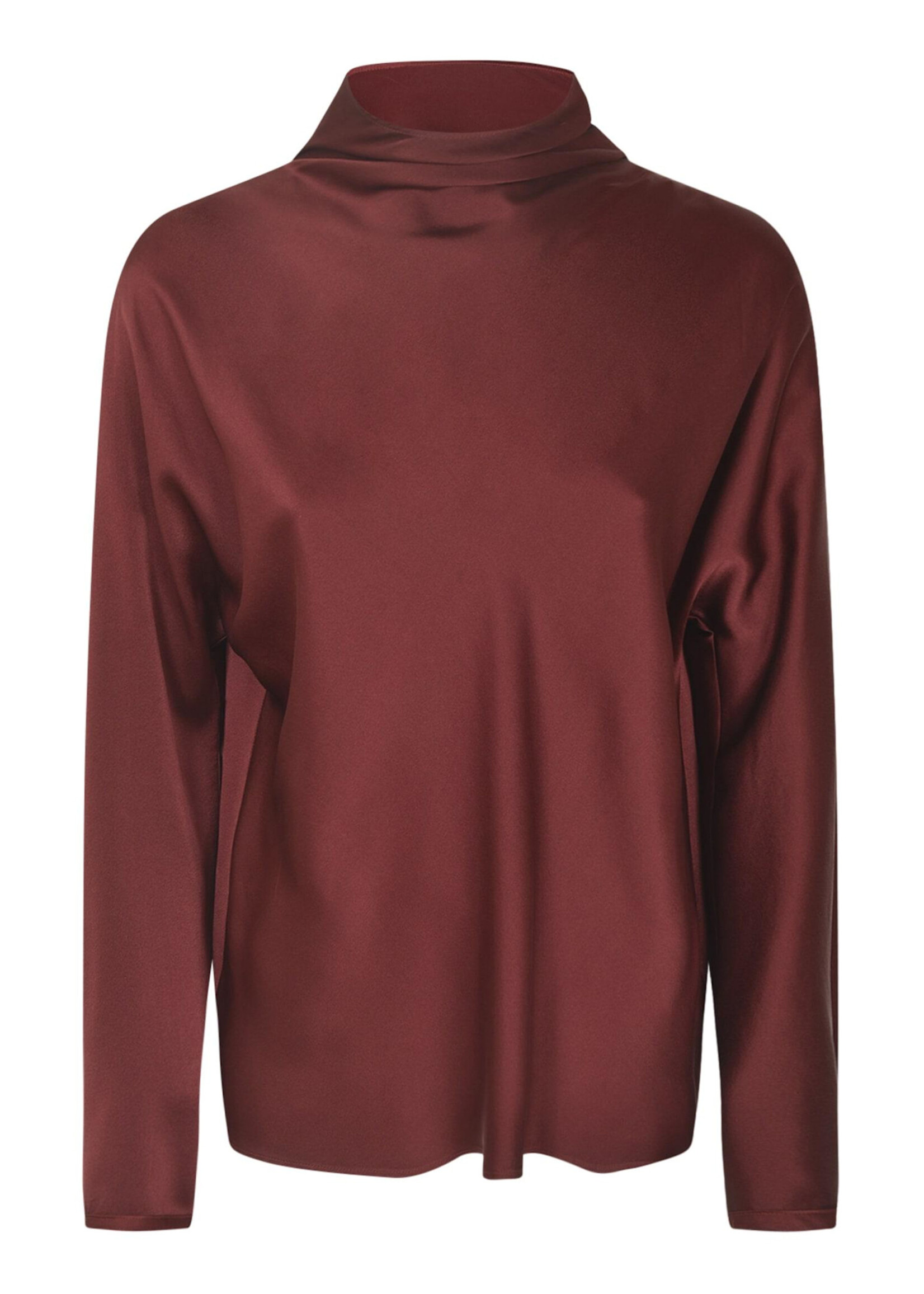 FORTE FORTE SILK SATIN CRATER NECK SHIRT
