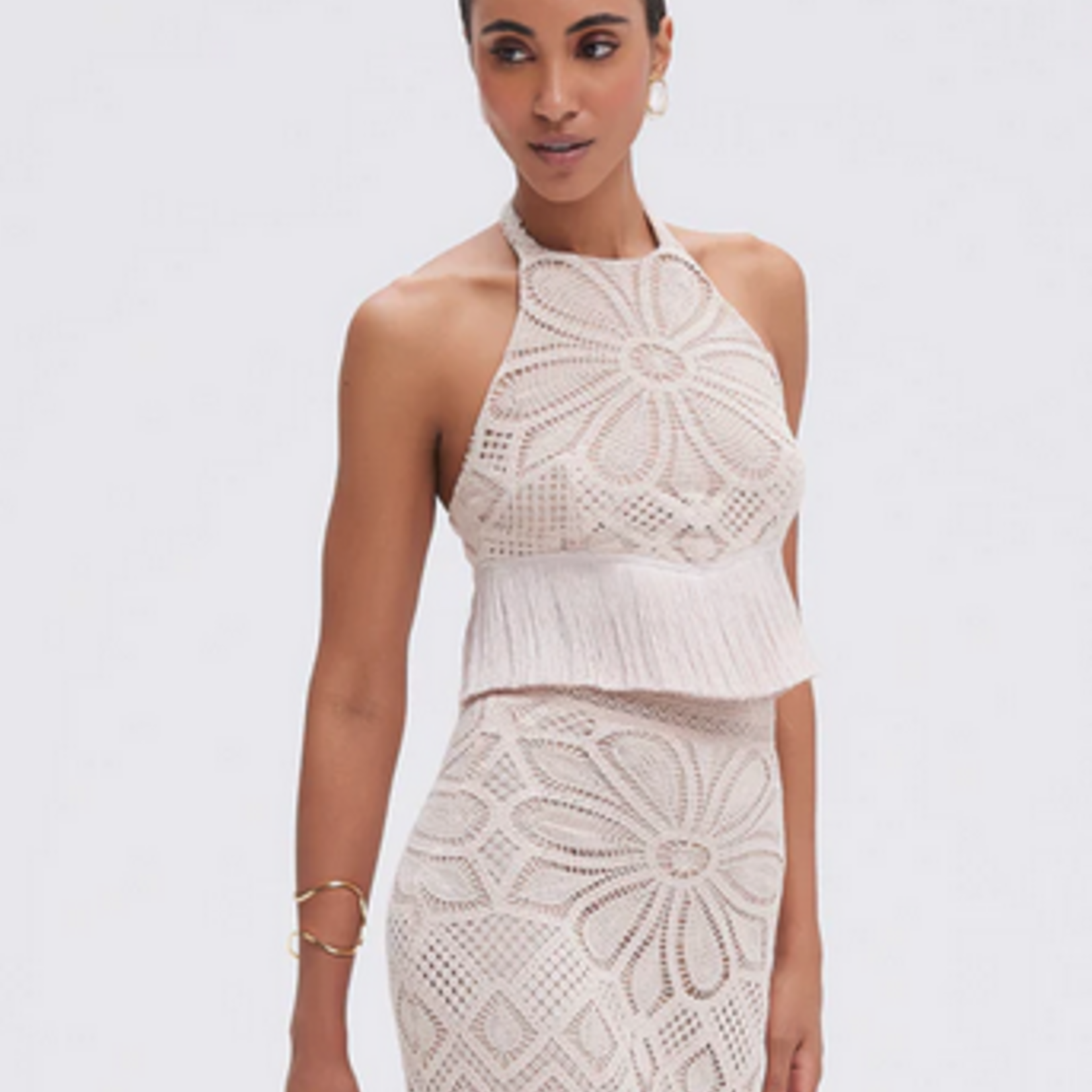 PAT BO FLOWER CROCHET HALTERNECK TOP