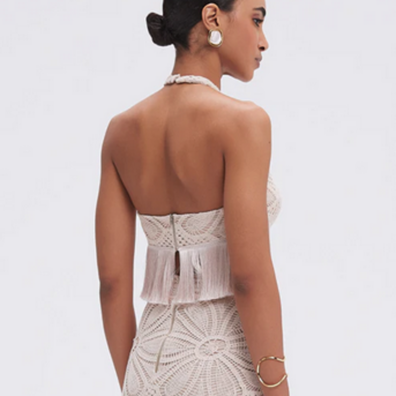 PAT BO FLOWER CROCHET HALTERNECK TOP