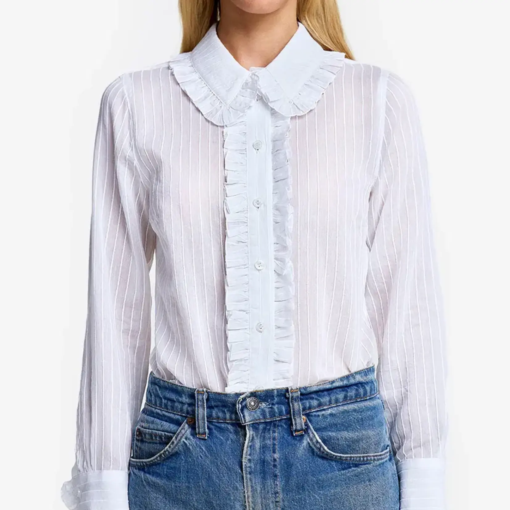SMYTHE RUFFLE TRIM SHIRT