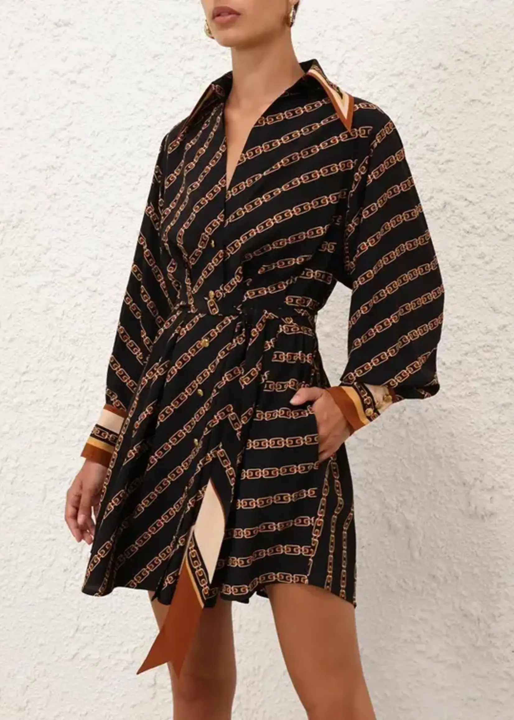 ZIMMERMANN TUCK MINI SHIRT DRESS