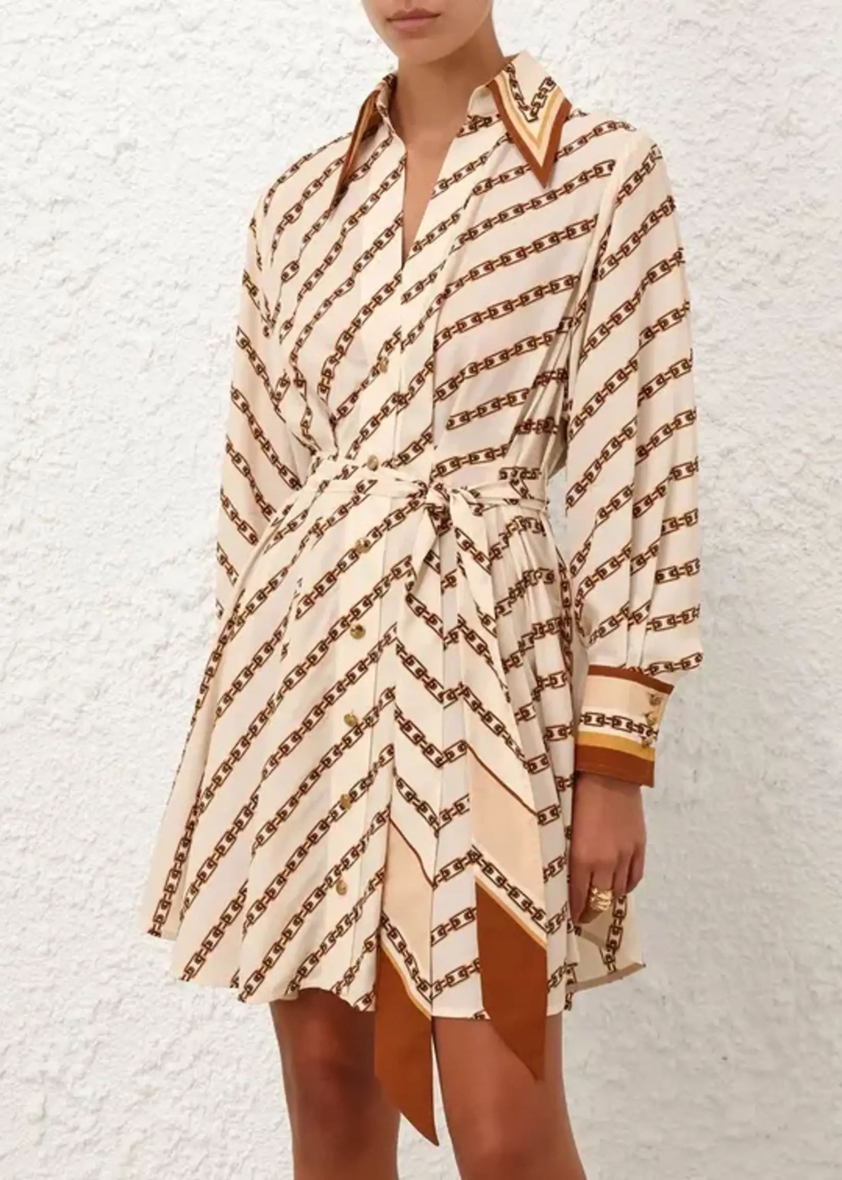 ZIMMERMANN TUCK MINI SHIRT DRESS