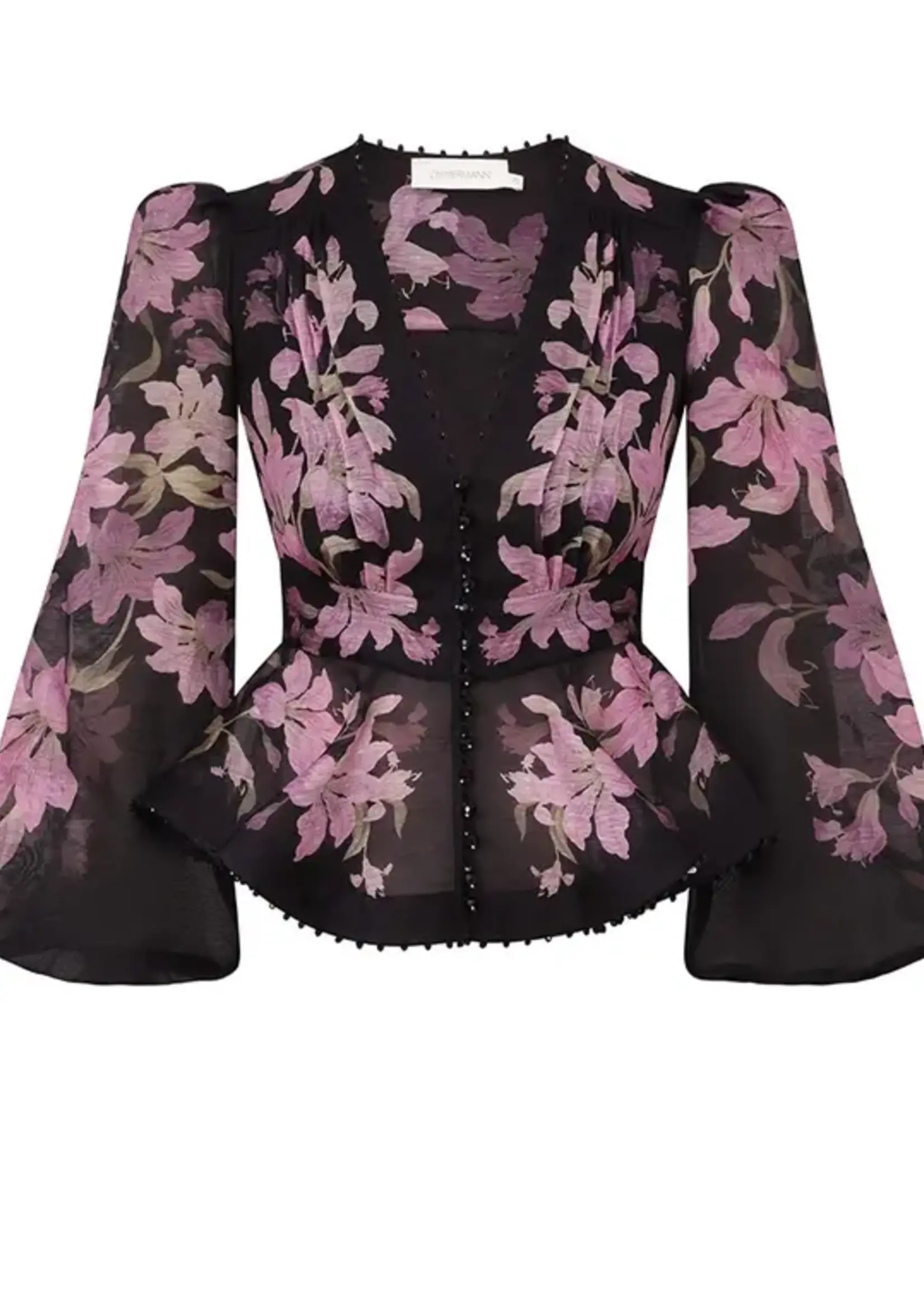 ZIMMERMANN DAWNING V-NECK BEADED BLOUSE