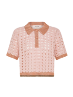 FORTE FORTE CABLE LUX HANDMADE CROCHET CROPPED POLO