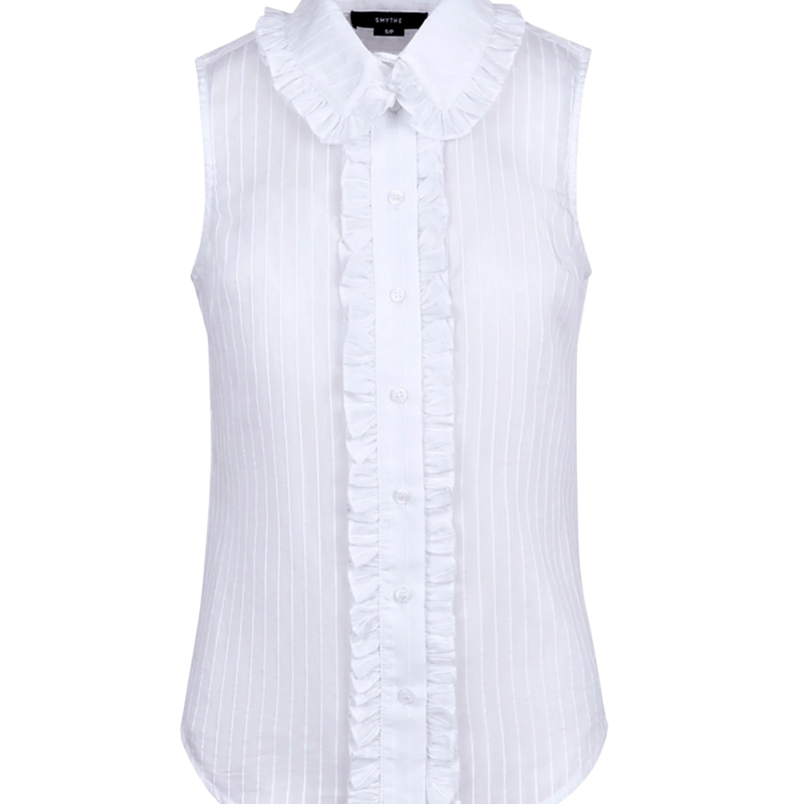 SMYTHE SLEEVELESS RUFFLE TRIM TOP