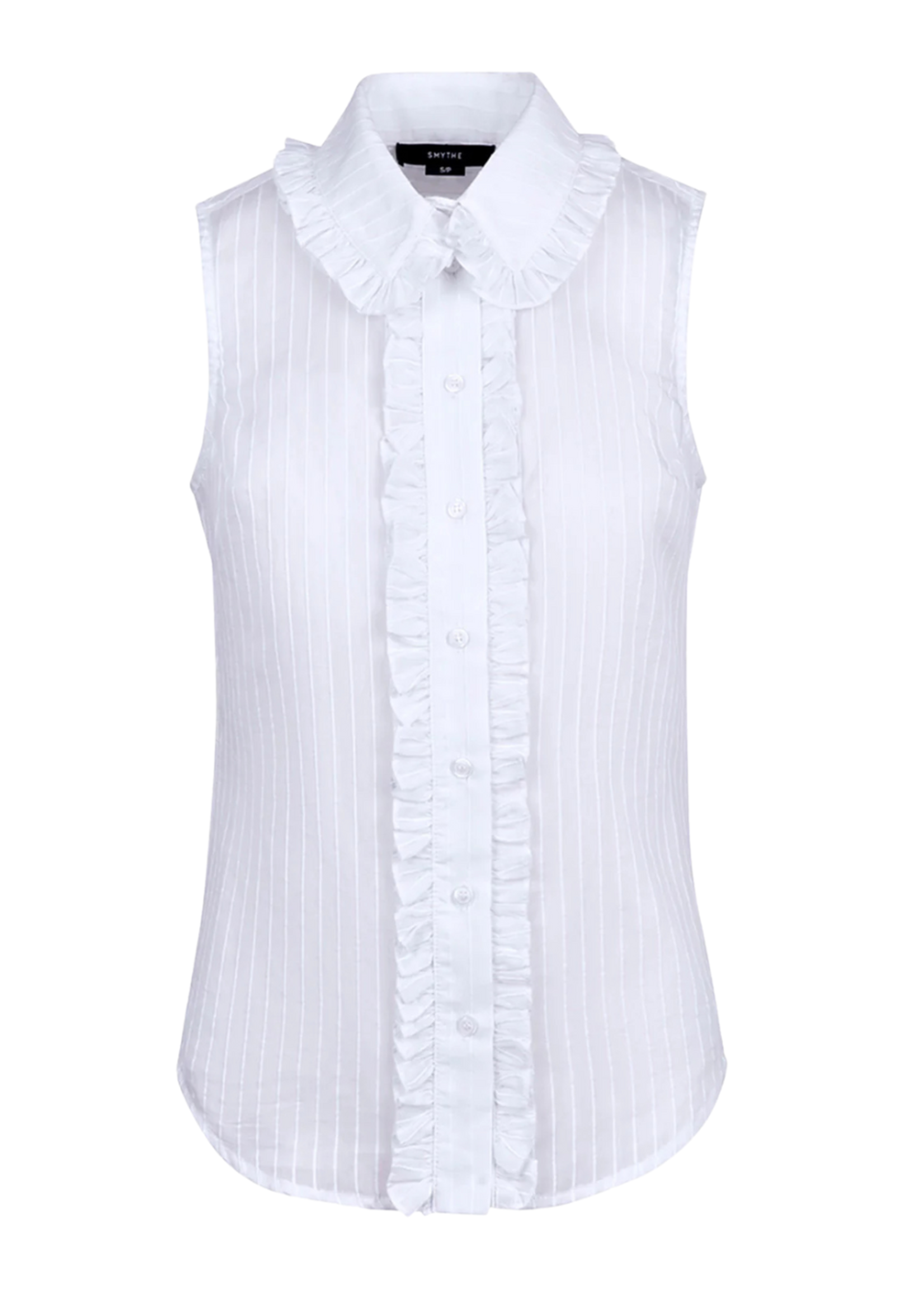 SMYTHE SLEEVELESS RUFFLE TRIM TOP