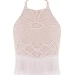 PAT BO FLOWER CROCHET HALTERNECK TOP
