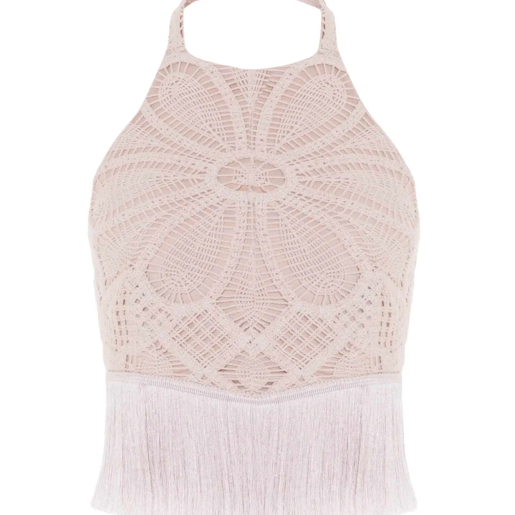 PAT BO FLOWER CROCHET HALTERNECK TOP