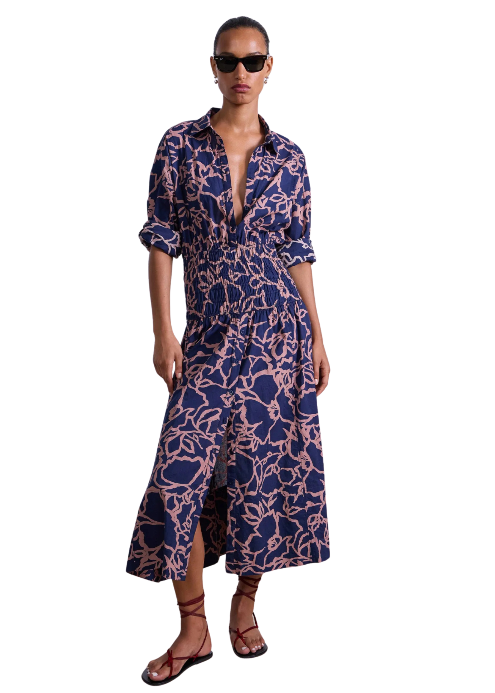 APIECE APART SOPHIA SMOCKED SHIRT DRESS
