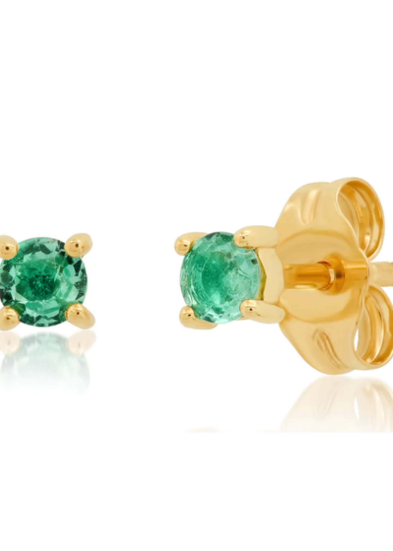 ERINESS 14K YELLOW GOLD EMERALD STUDS