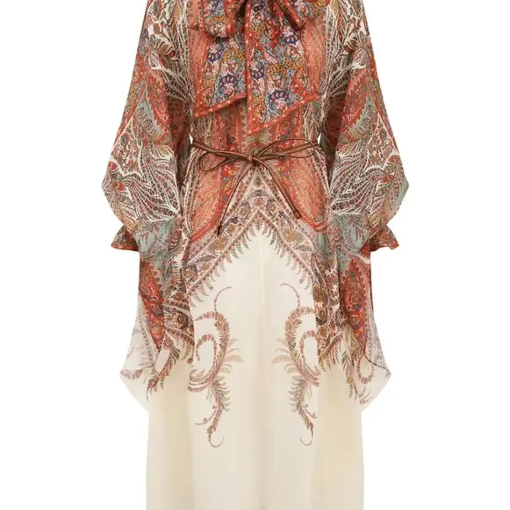 ZIMMERMANN RHIANNON TIE NECK MIDI DRESS