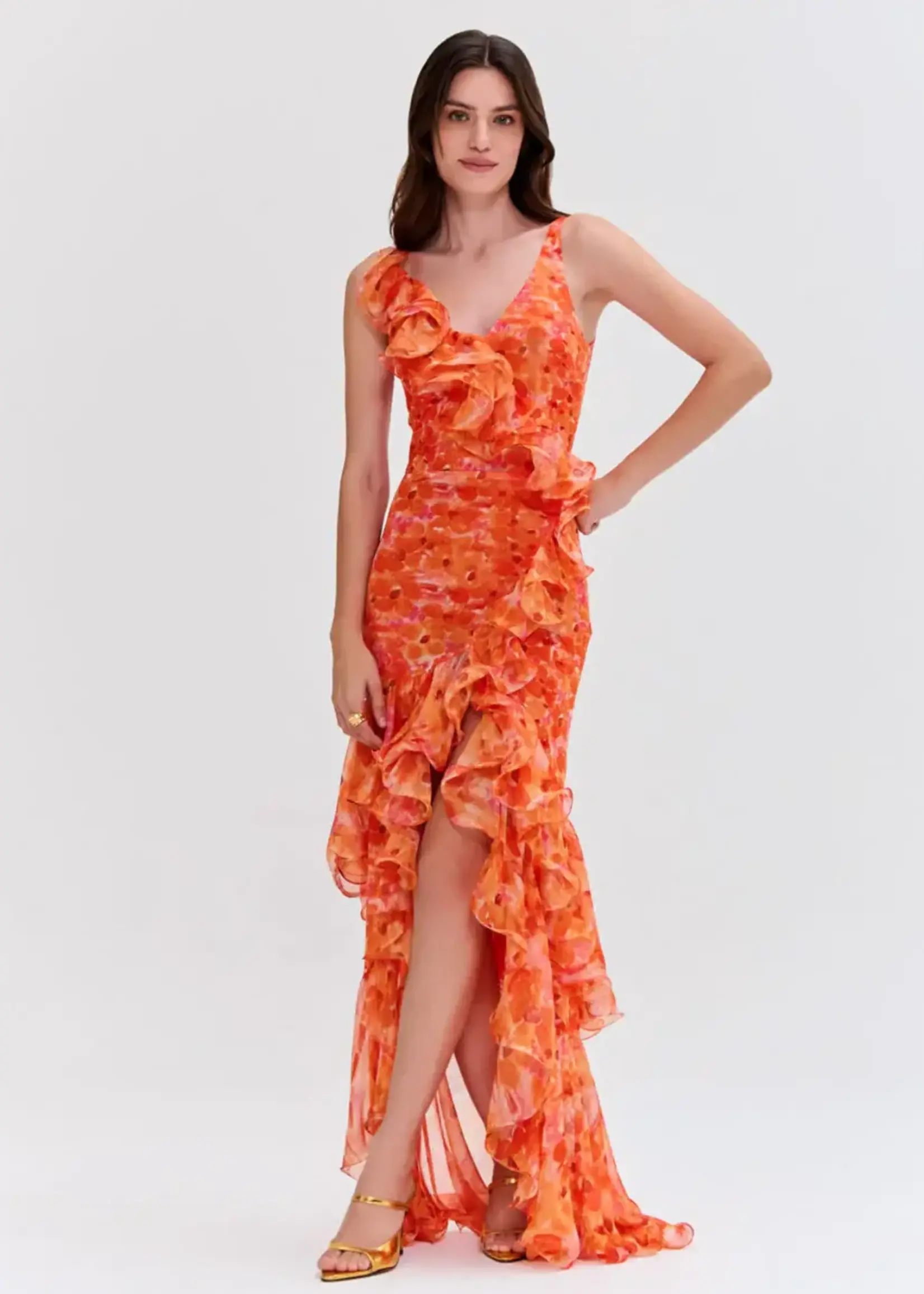 PAT BO MYOSOTIS FLUTTER GOWN