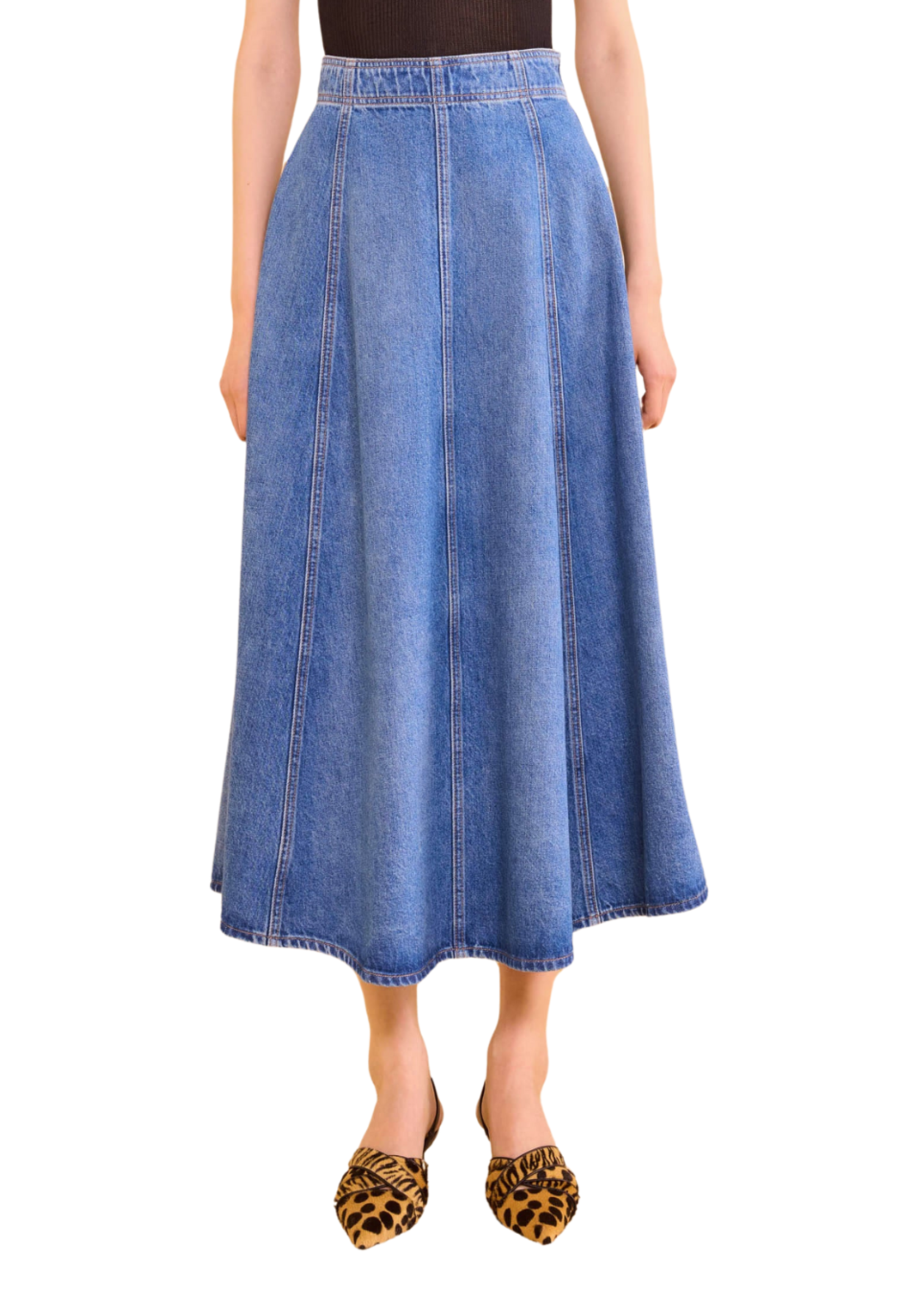 ULLA JOHNSON UMA MIDI DENIM SKIRT