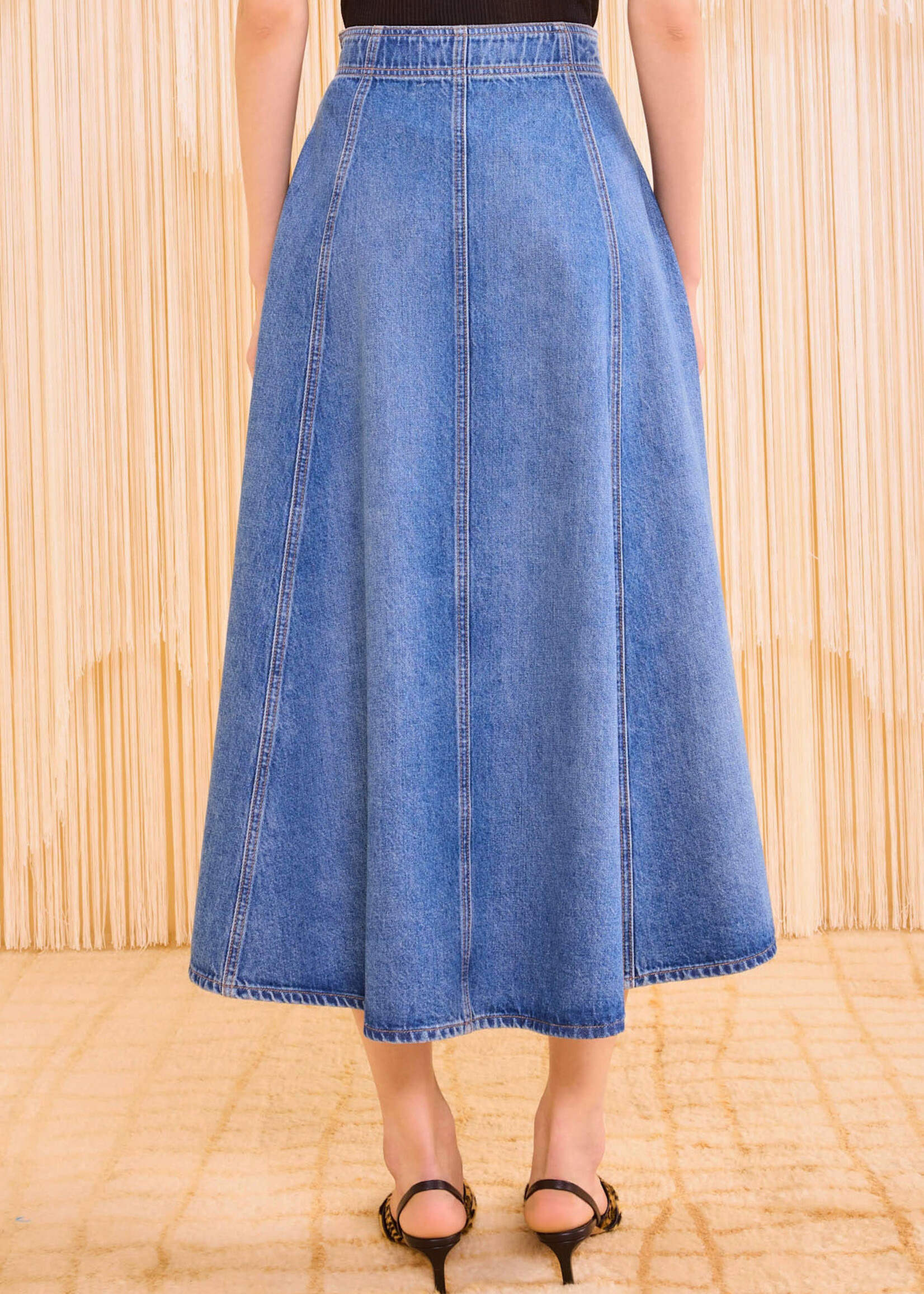 ULLA JOHNSON UMA MIDI DENIM SKIRT