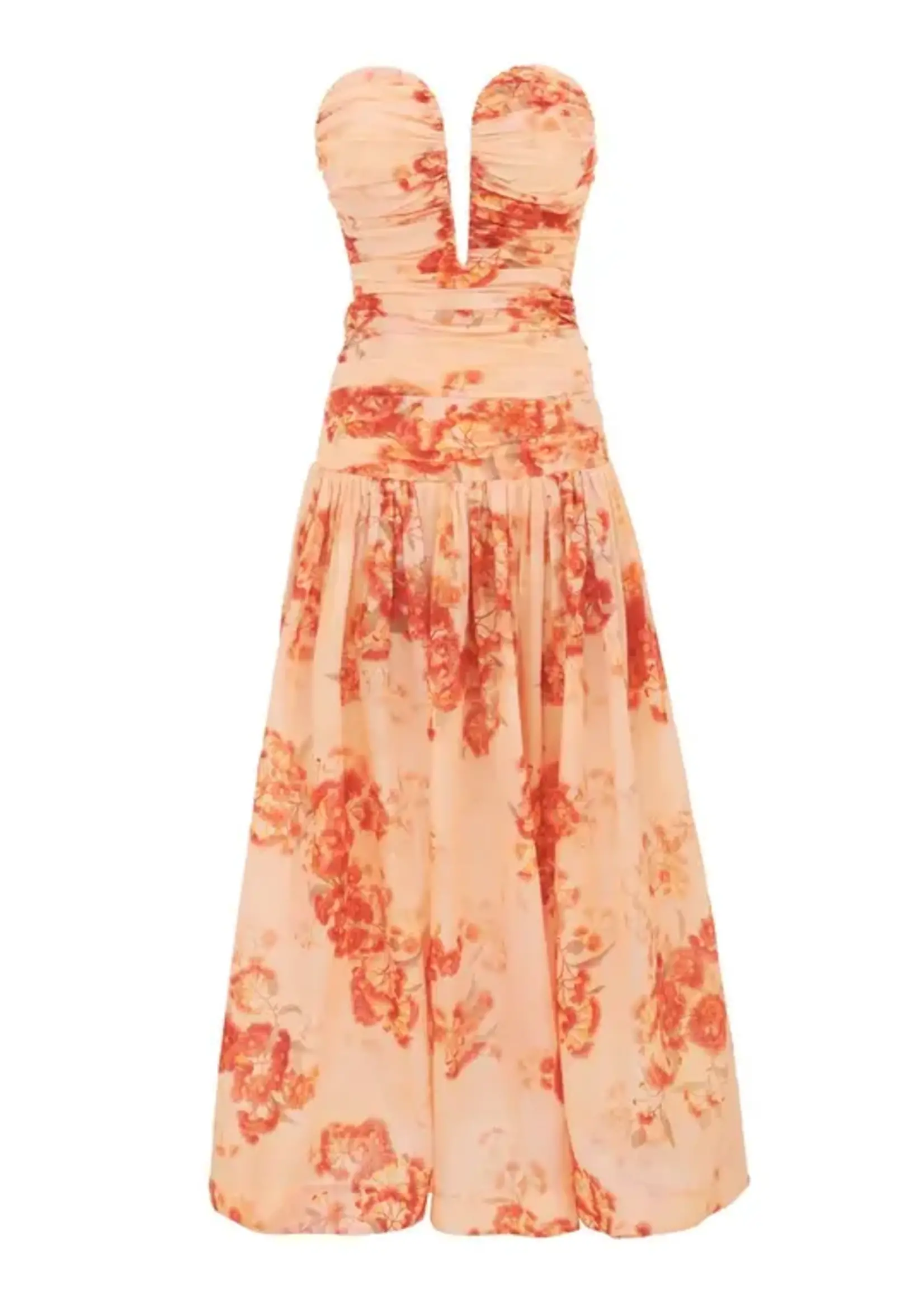 ZIMMERMANN CASCADIAN STRAPLESS MIDI DRESS