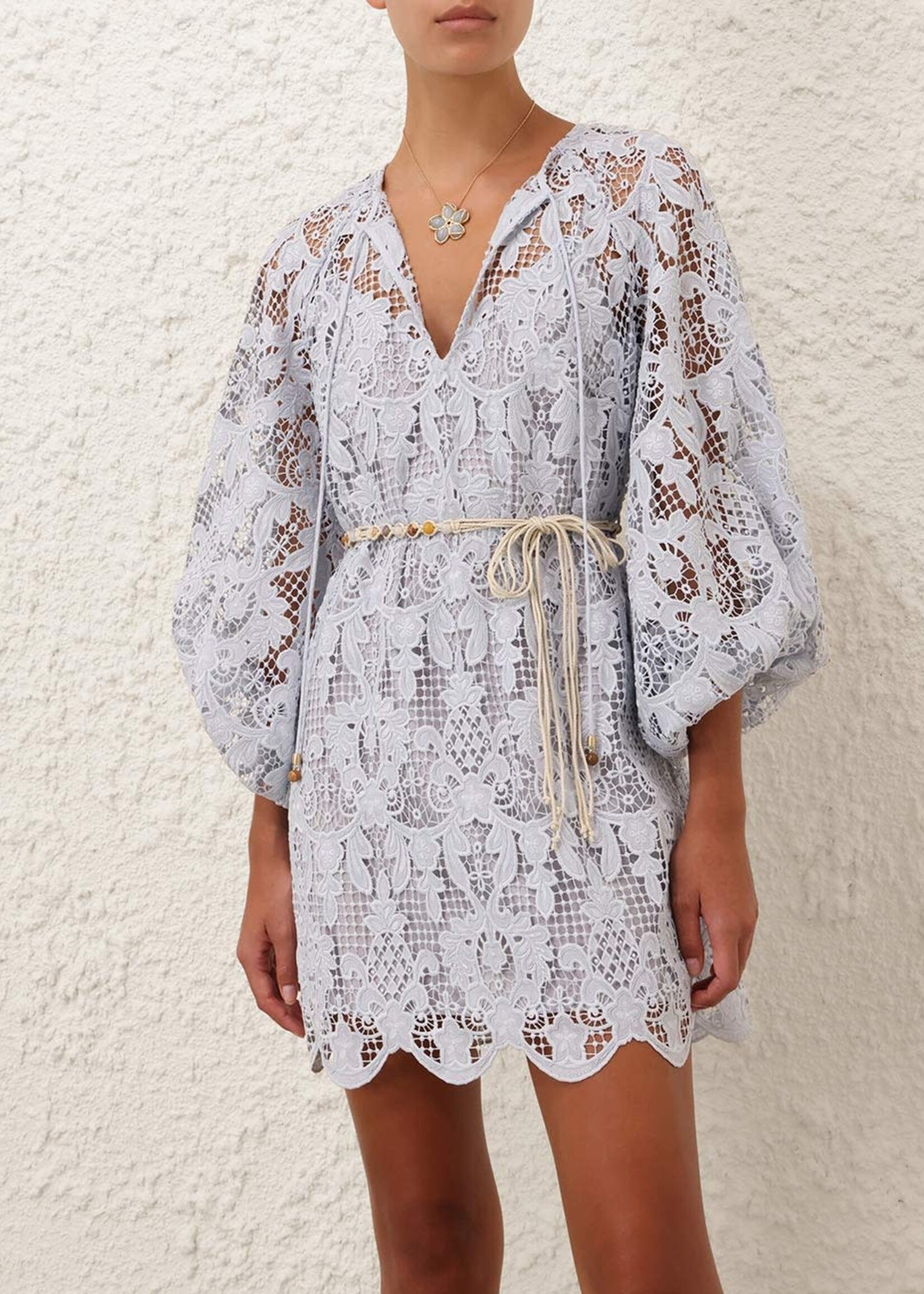 ZIMMERMANN COCO LACE TUNIC MINI DRESS