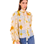 ULLA JOHNSON ABELIE NECKTIE LONG SLEEVE BLOUSE