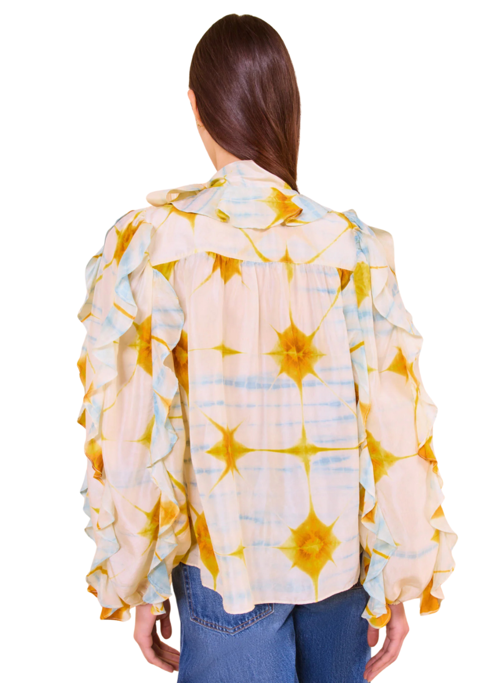 ULLA JOHNSON ABELIE NECKTIE LONG SLEEVE BLOUSE