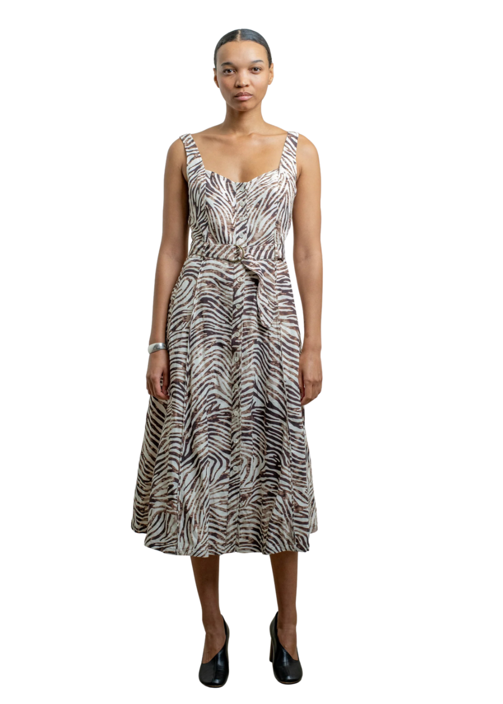 RAQUEL ALLEGRA FLO DRESS BROWN ZEBRA