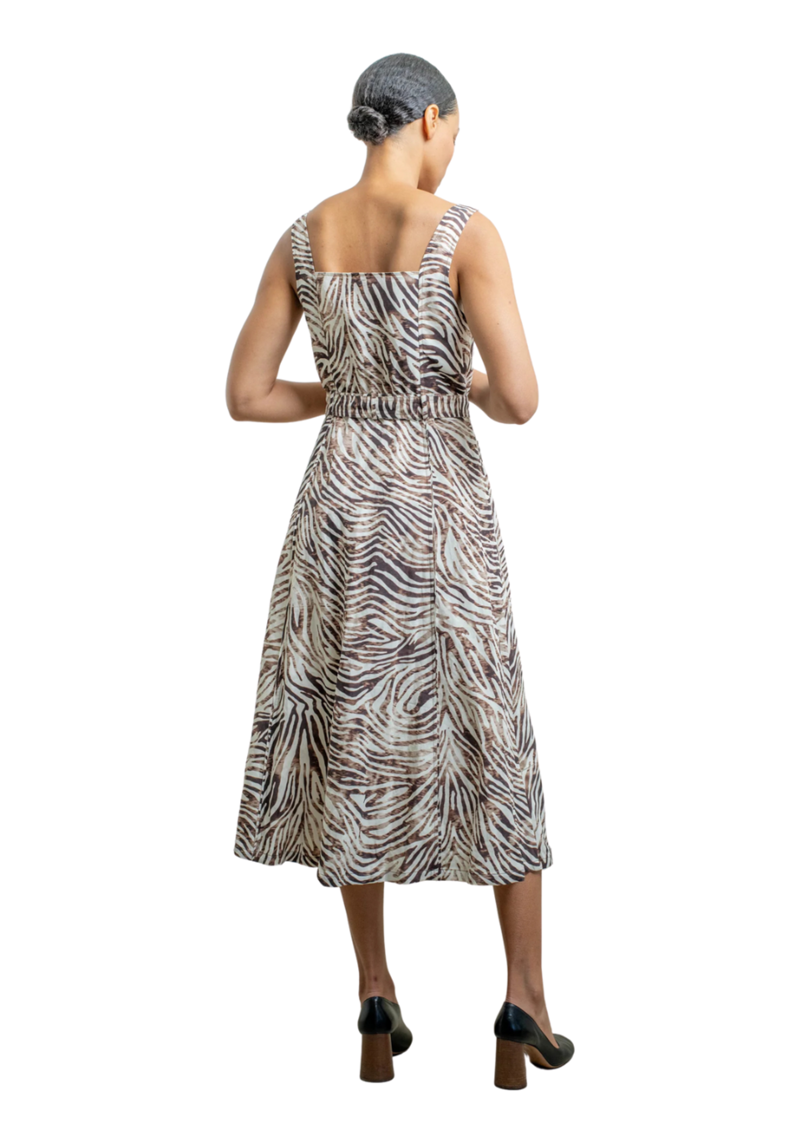 RAQUEL ALLEGRA FLO DRESS BROWN ZEBRA