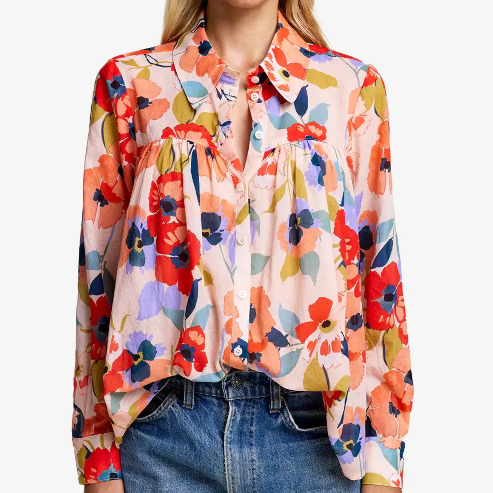 SMYTHE CLASSIC SHIRRED BLOUSE