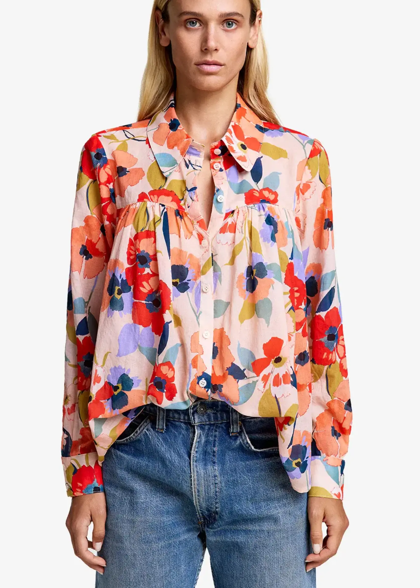 SMYTHE CLASSIC SHIRRED BLOUSE