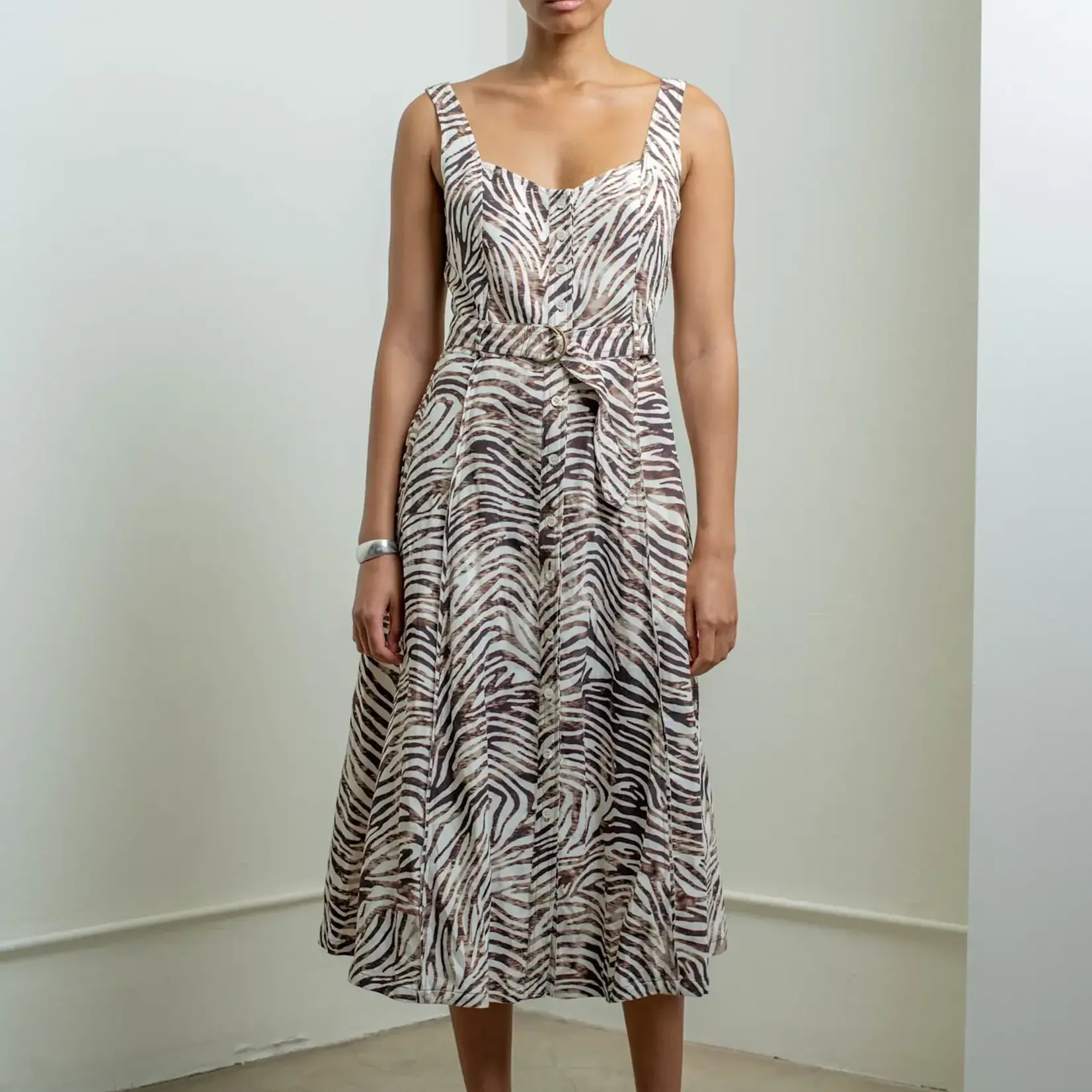 RAQUEL ALLEGRA FLO DRESS BROWN ZEBRA