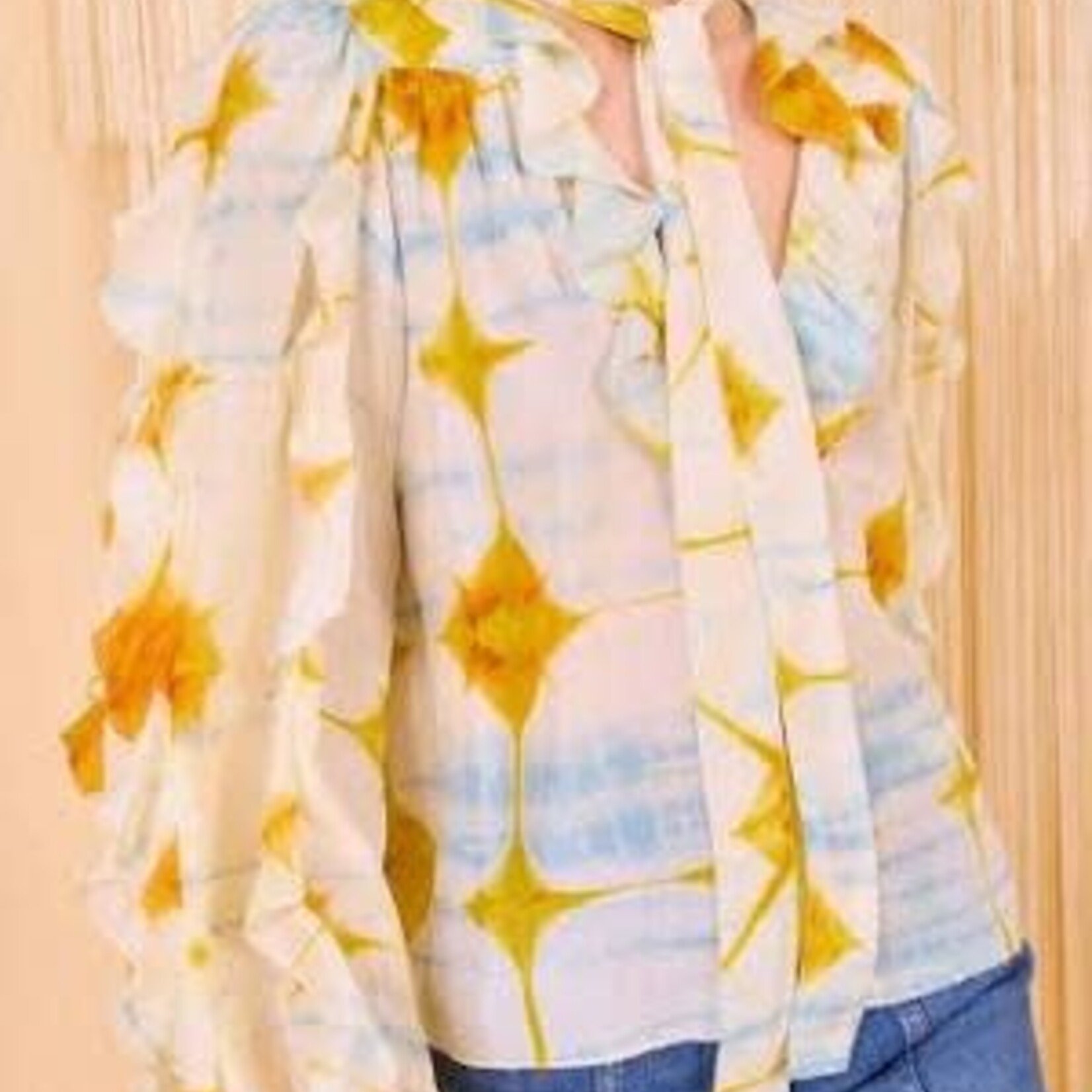 ULLA JOHNSON ABELIE NECKTIE LONG SLEEVE BLOUSE