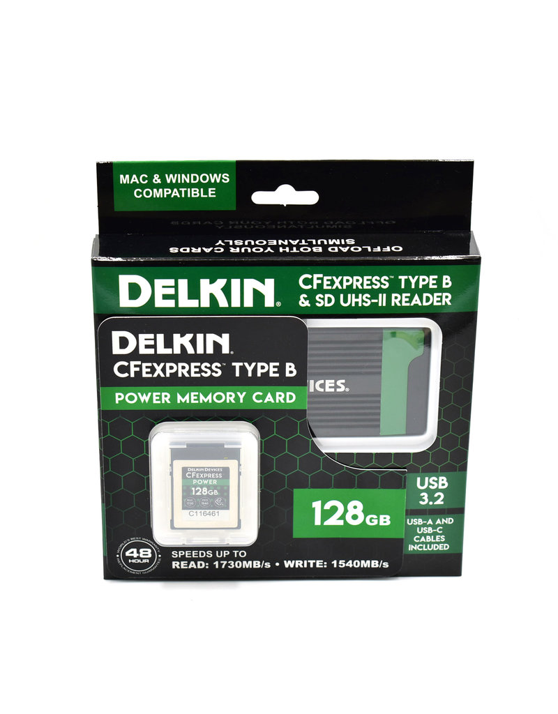 Delkin Delkin Devices 128GB Power CFexpress Type B Memory Card with CFexpress Type B & SD UHS-II Reader