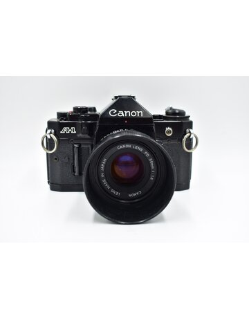 Canon Pre-Owned Canon A-1 With 50mm F1.8 FD Lens Black
