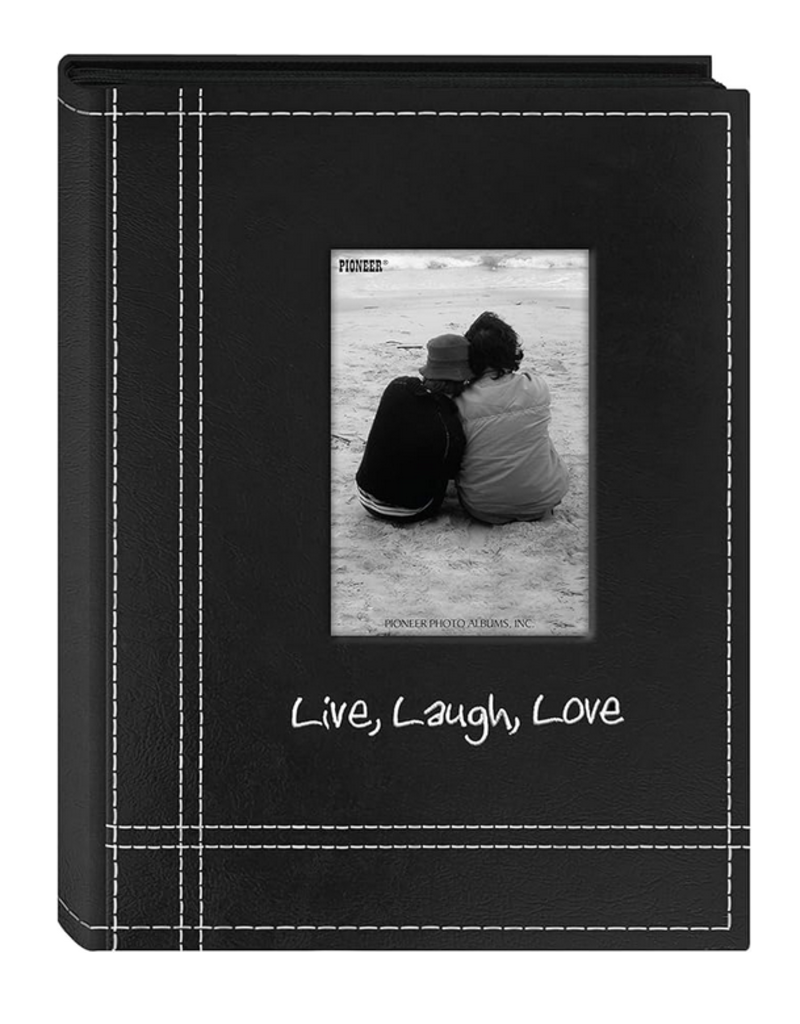 Pioneer Pioneer  "Live, Laugh, Love" Embroidered Frame Mini Photo Album, Black