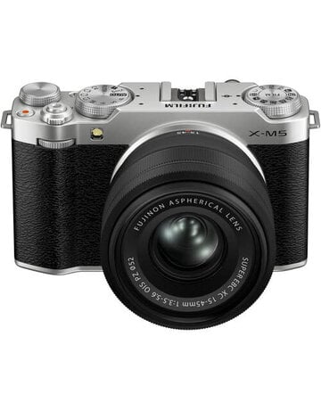 Fujifilm FUJIFILM X-M5 Mirrorless Camera Body, Silver with XC15-45mmF3.5-5.6 OIS PZ Lens Kit