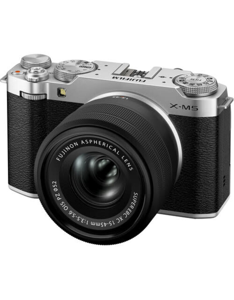 Fujifilm FUJIFILM X-M5 Mirrorless Camera Body, Silver with XC15-45mmF3.5-5.6 OIS PZ Lens Kit