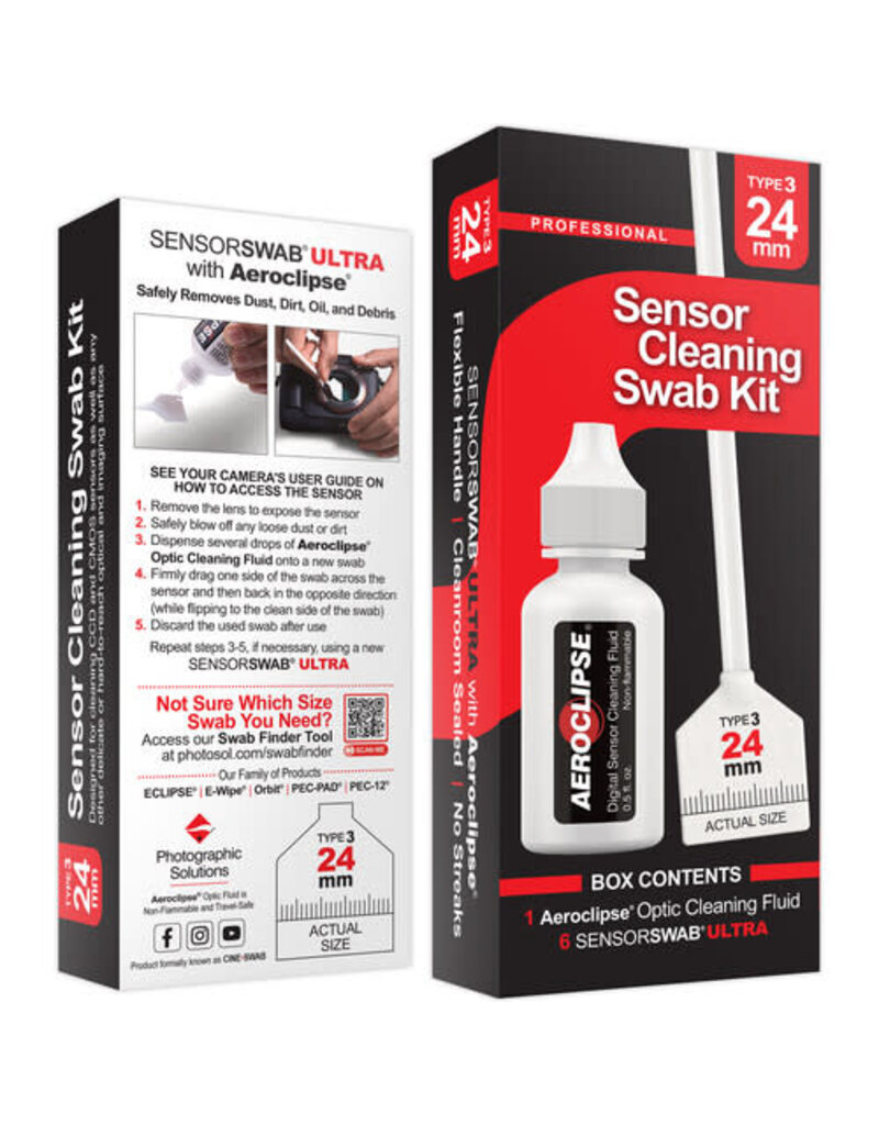 Photographic Solutions Photographic Solutions Sensor Cleaning Swab Kit (24mm Swab, Aeroclipse Solution)