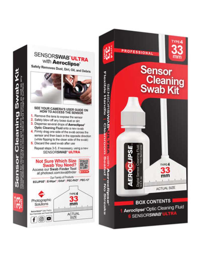 Photographic Solutions Photographic Solutions Sensor Cleaning Swab Kit (33mm Swab, Aeroclipse Solution)